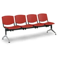 Inne meble biurowe - Euroseat Ławka do poczekalni plastikowa SMILE, 4-siedzenia, czerwony 300350 - miniaturka - grafika 1