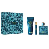 Zestawy perfum męskich - Versace Eros zestaw perfumy spray 100ml + żel pod prysznic 150ml + perfumy spray 10ml - miniaturka - grafika 1