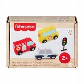 Maty edukacyjne - FISHER PRICE Wood Samochody Drewniane Zestaw JCY32 - miniaturka - grafika 1