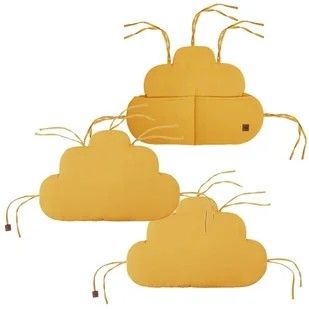 Hi Little One ochraniacze panelowe do łóżeczka z organizerem z oddychającej BIO bawełny CLOUD Mustard - Organizery na łóżeczko - miniaturka - grafika 1