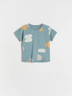 Reserved - T-shirt oversize z nadrukiem - ciemny turkus - Bluzki dla niemowląt - miniaturka - grafika 1