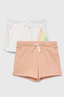 Spodnie i spodenki dla dziewczynek - GAP szorty dziecięce 2-pack kolor pomarańczowy wzorzyste regulowana talia - Gap - grafika 1