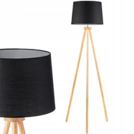 Lampy stojące - Lampa Stojąca Podłogowa Led E27 150cm Trójnóg Abażur Czarna Salon Pokój - miniaturka - grafika 1