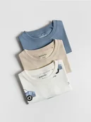 Bluzki dla niemowląt - Reserved - Bawełniany t-shirt 3 pack - złamana biel - miniaturka - grafika 1