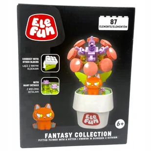 Elefun Fantasy Collection Kwiatek w doniczce pomarańczowy Klocki 87el. - Klocki - miniaturka - grafika 1