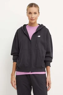 New Balance bluza damska kolor czarny z kapturem z aplikacją WJ41501BK - Bluzy damskie - miniaturka - grafika 1