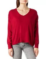 Swetry damskie - Kaporal Damski sweter z dekoltem w serek, czerwone wino, XS - miniaturka - grafika 1