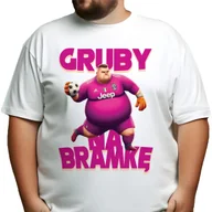 Piżamy damskie - Piżama Męska Biały T-Shirt + Czarne Spodnie GRUBY NA BRAMKĘ Wz Rozmiar XXL - miniaturka - grafika 1