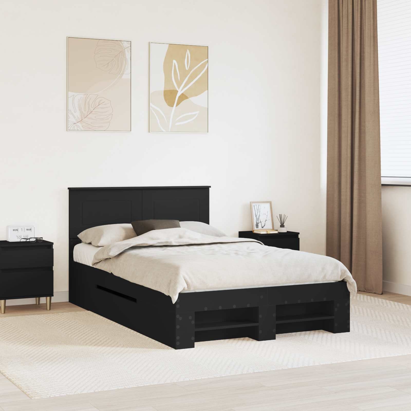 vidaXL Ramka łóżka Czarny 120 x 200 cm Materiał drewnopochodny