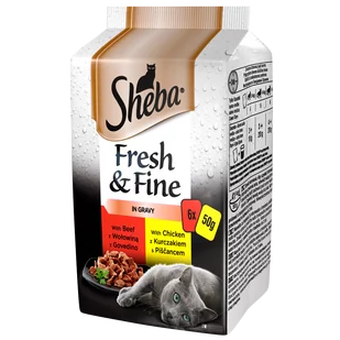 Sheba saszetka 6x50g Fresh & Fine mokra karma dla kotów w sosie z kurczakiem z wołowiną z kaczką) 38327-uniw - Mokra karma dla kotów - miniaturka - grafika 1