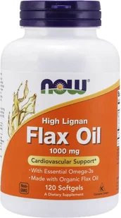 Olej lniany Now Foods Hi-Lingan organiczny 120 k (733739017802) - Suplementy naturalne - miniaturka - grafika 1