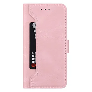 Etui do iPhone 12 Pro, skóra PU, etui z klapką, z uchwytem na karty, portmonetka z portfelem, skóra PU z uchwytem (różowy przycisk cofania) - Portfele - miniaturka - grafika 1