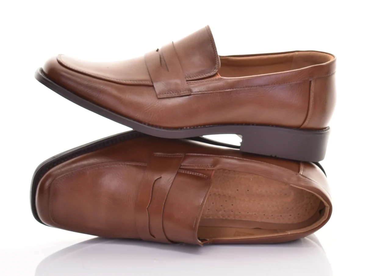 PÓŁBUTY MĘSKIE KLASYCZNE EKOSKÓRZANE WSUWANE ELEGANCKIE CASUAL BRĄZOWE
