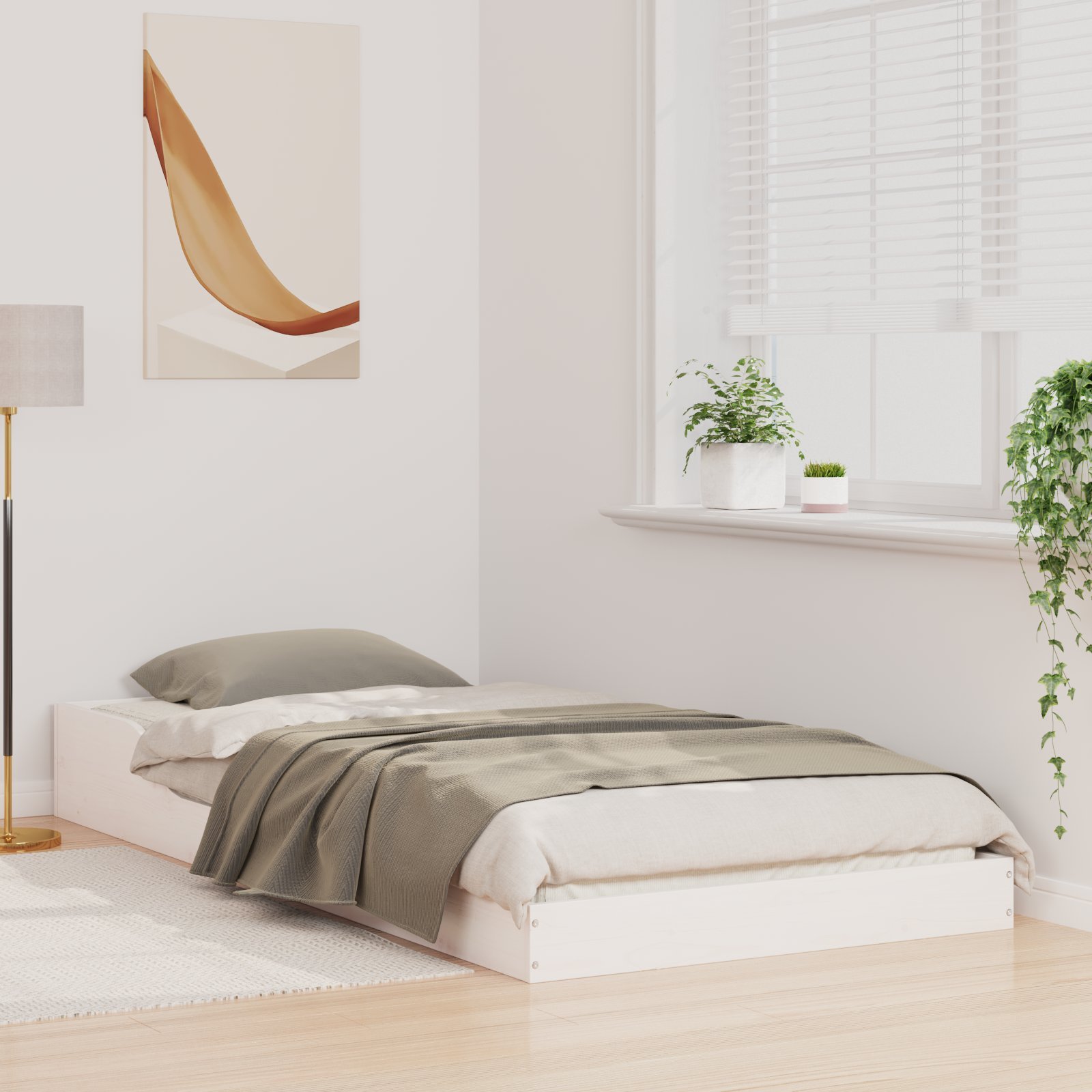 vidaXL Ramka łóżka Biały 80 x 210 cm Lite drewno sosnowe