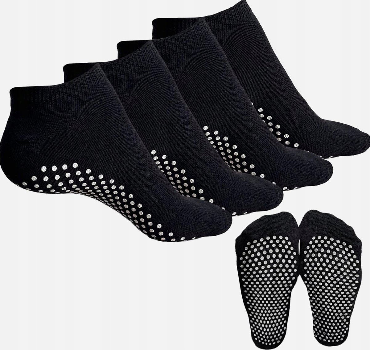 SKARPETKI ANTYPOŚLIZGOWE DO JOGI PILATES UNISEX FITNESS BAWEŁNA ZESTAW 4