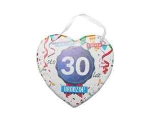 TABLICZKA DO ZAWIESZENIA SERCE 30 URODZINY 13x13cm - Dyplomy i okładki - miniaturka - grafika 1