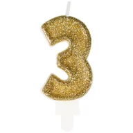 Urodziny dla dorosłych - Świeczka premium cyfra 3 złoty - miniaturka - grafika 1
