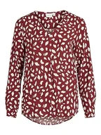Bluzki damskie - Vila Vipaya V-Neck L/S bluzka damska, Fired Brick/Aop: chicka, 44 - miniaturka - grafika 1