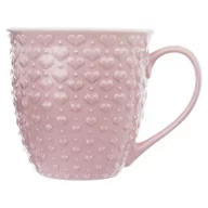 Kubki - Orion Duży kubek ceramiczny, serca, z uchem, do kawy, herbaty, 580 ml, różowy 128847 - miniaturka - grafika 1