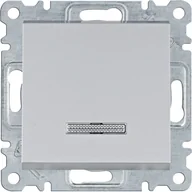 Wyłączniki światła i elektryczne - Hager Przycisk zwierny podświetlany Hager LUMINA - srebrny mat - miniaturka - grafika 1
