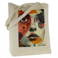 Torby i wózki na zakupy - TORBA bawełniana 220g ecru z nadrukiem ABSTRAKCJA idealna na uczelnie - miniaturka - grafika 1