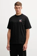 Koszulki męskie - Hummel t-shirt bawełniany męski kolor czarny z nadrukiem 230025 - miniaturka - grafika 1