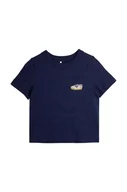Koszulki dla dziewczynek - Mini Rodini t-shirt bawełniany dziecięcy kolor granatowy z nadrukiem - miniaturka - grafika 1