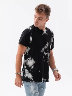 Koszulki męskie - T-shirt męski bawełniany - czarny V1 S1626 - grafika 1