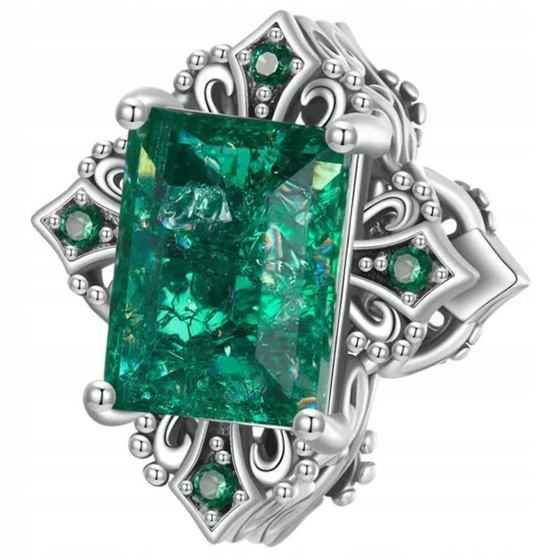Charms Zawieszka Charms Krzyż Zielony Kryształ Czaszka Srebro 925 Charmsy T