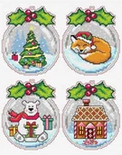 Pasmanteria - Zestaw do haftu krzyżykowego kanwa plastikowa mulina DMC - Bombki - miniaturka - grafika 1