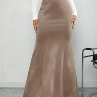 Spódnice - TEMU Elegancka spódnica z wysokim stanem dla kobiet - podkreślająca sylwetkę, liniowy krój A, miękka tkanina przyjazna dla skóry, na formalne i - miniaturka - grafika 1