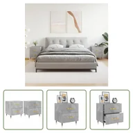 Szafki nocne - The Living Store Szafki nocne 2 szt. Beton szary 40x35x47,5 cm Materiał drewnopochodny - miniaturka - grafika 1