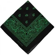 Apaszki i szaliki damskie - Chustka bawełniana chusta bandamka dzieci dorośli czarna z ZIELONYM - miniaturka - grafika 1