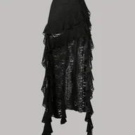 Spódnice - TEMU Słodki letni trend! Ta sukienka z nieregularnym dółem charakteryzuje się warstwowymi falbanami i koronką, idealna do noszenia na co dzień i do - miniaturka - grafika 1