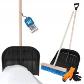 Łopaty do śniegu - ZESTAW: Łopata do śniegu SZUFLA + zamiatacz uchwyt 50cm + GRUBE rękawice - miniaturka - grafika 1