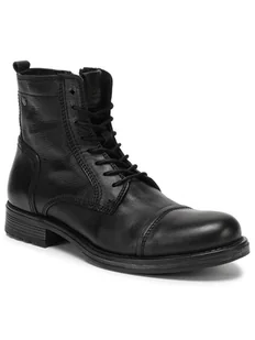 Jack&Jones Kozaki Jfwrussel Leather 12155999 Czarny - Buty zimowe męskie - miniaturka - grafika 1