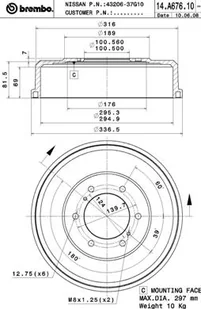 BREMBO Bęben hamulcowy BREMBO 14.A676.10 4320637G10 14.A676.10 - Bębny hamulcowe - miniaturka - grafika 1