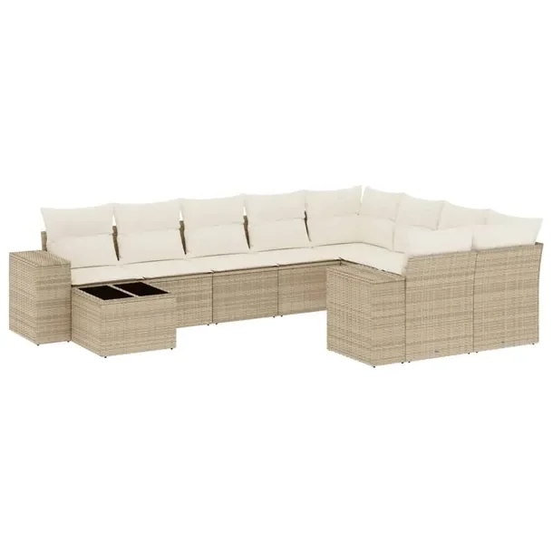 Zestaw mebli ogrodowych modułowych beżowy rattan PE z poduszkami 62x62x69
