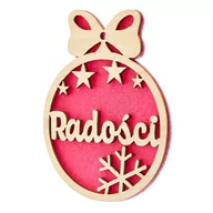 Bombki - Bombka Z Życzeniami Drewniana Na Choinkę Różowa - miniaturka - grafika 1