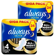 Podpaski - Zestaw Always Ultra, podpaski ze skrzydełkami, rozmiar 4, Secure Night, 2 x 24 sztuki - miniaturka - grafika 1