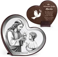 Pamiątka Pierwszej Komunii Świętej - Obrazek w kształcie serca z nadrukiem dla chłopca na komunię - miniaturka - grafika 1
