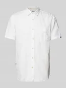 Koszule męskie - Koszula casulowa o kroju regular fit z mieszanki lnu i bawełny z kieszenią na piersi - miniaturka - grafika 1