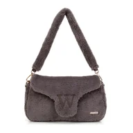 Torebki damskie - Damska listonoszka z futerkiem ciemny beż - miniaturka - grafika 1