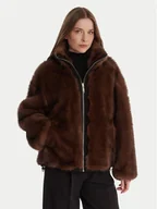 Płaszcze damskie - MAX&Co. Futro Azoto 2526086014200 Brązowy Regular Fit - miniaturka - grafika 1