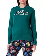 Swetry damskie - Love Moschino Damski sweter z długim rękawem Comfort Fit, zielony, 46 - miniaturka - grafika 1