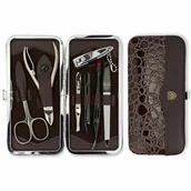 Pozostałe urządzenia kosmetyczne - Kellermann 7779 zestaw do manicure, wzór skóra krokodyla, brązowy - miniaturka - grafika 1