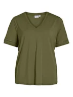 Koszulki i topy damskie - Vila Koszulka w kolorze khaki - miniaturka - grafika 1