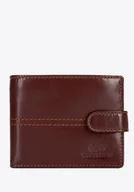 Portfele - Damski portfel skórzany z przeszyciami jasny brąz - miniaturka - grafika 1