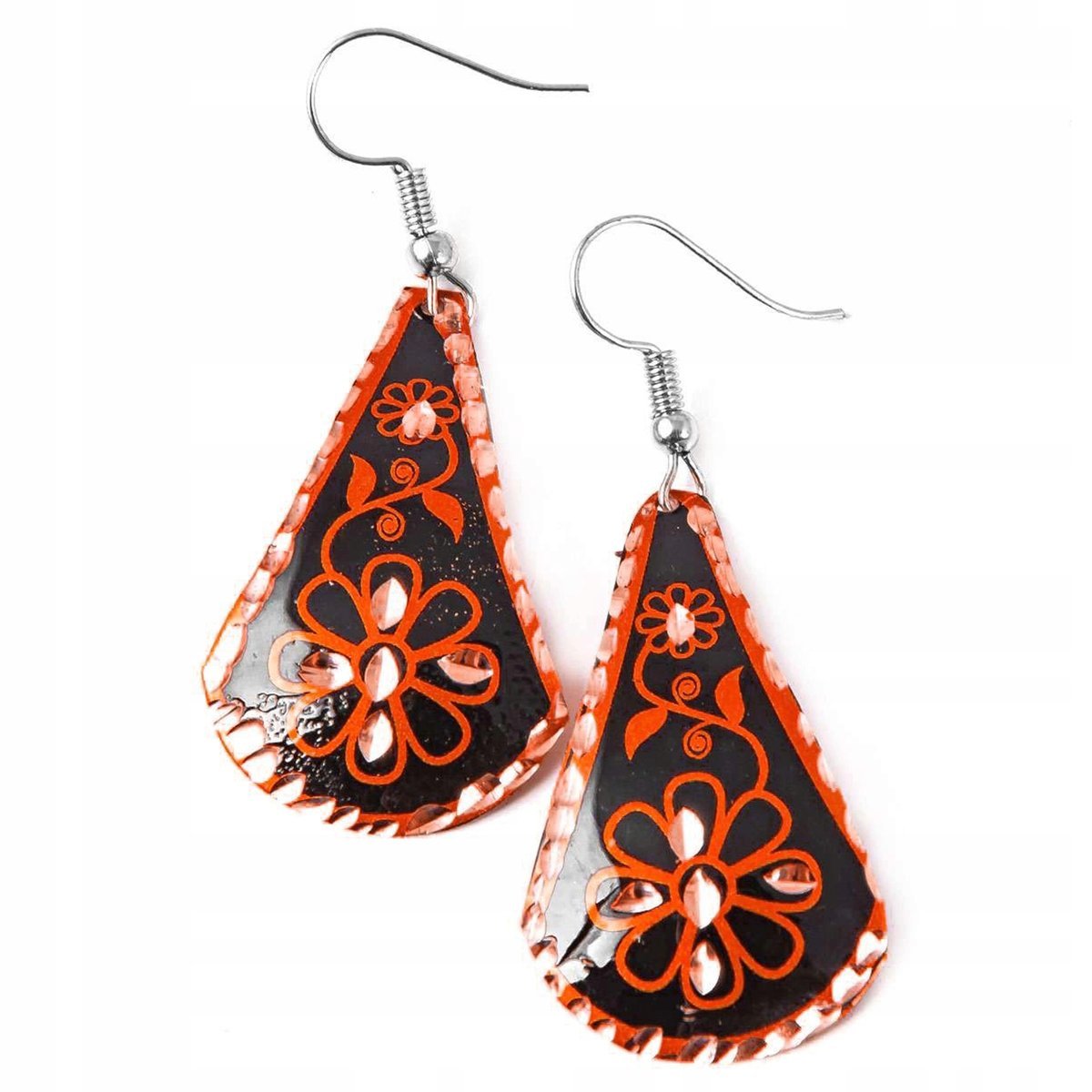 Kolczyki Z Miedzi Miedziane Wiszące Kwiatowe Biżuteria Dla Kobiety Piękne