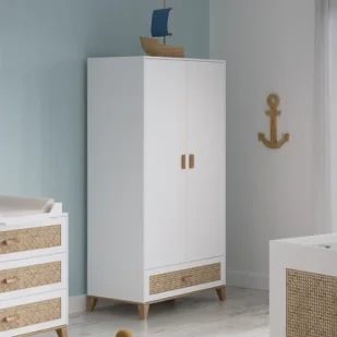 Szafa biała z rattem Neige Nami - Szafy i szafki dla dzieci - miniaturka - grafika 1